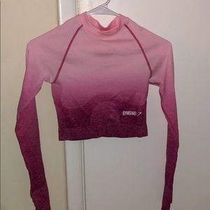 Pink hombre faux gymshark long sleeve crop top